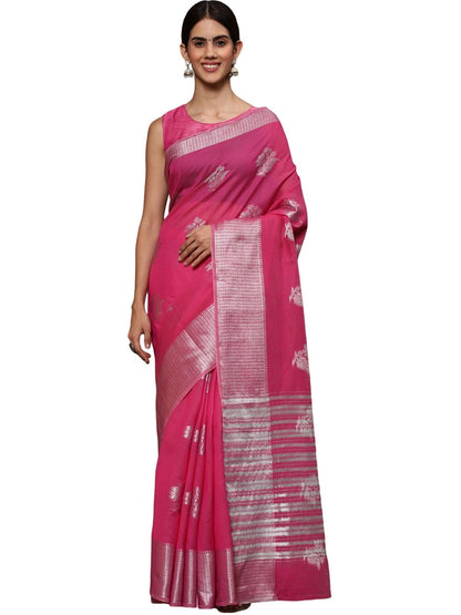 Rajwada Pink Silk Blend Embellished Saree For Women