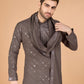 Rajwada Brown Viscose Silk Sequins Stitched Kurta For Men