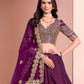 Rajwada Purple Art Silk Embellished Semi-Stitched lehenga For Women