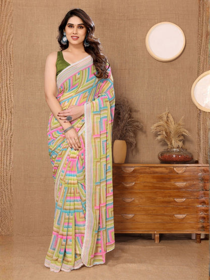 Rajwada Mullticolor Georgette Printed Saree For Women