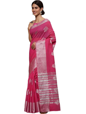 Rajwada Pink Silk Blend Embellished Saree For Women