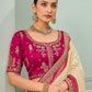 Rajwada Off White Satin Embroidered Saree For Women