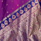 Rajwada Purple Silk Blend Solid Saree For Women