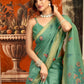 Rajwada Sage Green Cotton Blend Solid Saree For Women