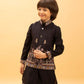 Rajwada Black Viscose Silk Embroidered Stitched Kurta Set For Kids