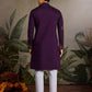 Rajwada Purple Silk Blend Embroidered Stitched Kurta For Men