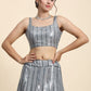 Rajwada Grey Georgette Embellished Semi-Stitched Lehenga For Women
