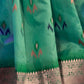 Rajwada Green Silk Blend Woven Saree With Unstitched Blouse For Women
