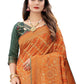 Rajwada Orange Silk Blend Embellished Saree For Women