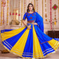 Rajwada Blue Cotton Blend Solid With Golden Border Semi-Stitched Lehenga For Women