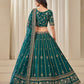 Rajwada Teal Art Silk Embroidered Semi-Stitched lehenga For Women
