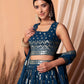 Rajwada Blue Georgette Embellished Semi-Stitched Lehenga For Women