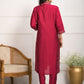 Rajwada Pink Viscose Chanderi Embroidered Stitched Kurta Set For Women