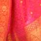 Rajwada Pink Silk Blend Wooven Saree with Unstitched Blouse for Women