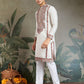 Rajwada White Viscose Silk Embroidered Stitched Kurta For Men