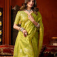 Rajwada Lime Green Silk Blend Solid Saree For Women