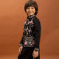 Rajwada Black Viscose Silk Embroidered Stitched Kurta Set For Kids