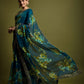 Rajwada Teal Blue Georgette Embroidered Printed Saree For Women