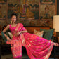Rajwada Pink Silk Blend Woven Saree With Unstitched Blouse for Women