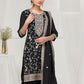 Rajwada Black Silk Blend Embroidered Semi-Stitched Kurta Set For Women