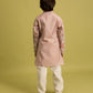 Rajwada Peach Viscose Silk Embroidered Kurta Set For Kids