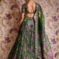 Rajwada Green Georgette Embellished Semi Stitched Lehenga For Women