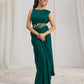Rajwada Green Organza Solid Ready To Wear Saree With Stitched Blouse For Women