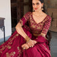 Rajwada Maroon Silk Blend Embroidered Lehenga For Women