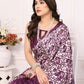 Rajwada Purple Khadi Printed Saree With Unstitched Blouse For Women