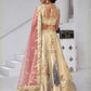 Rajwada Beige Silk Blend Embroidered Semi-Stitched Lehenga For Women