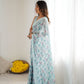 Rajwada Sky Blue Georgette Printed Saree For Women
