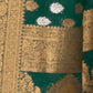 Rajwada Green Silk Blend Woven Saree With Unstitched Blouse for Women