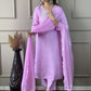 Rajwada Lavender Viscose Embroidered Stitched Kurta Set For Women