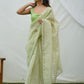 Rajwada Light Green Organza Mirror Work Saree With Unstitched Blouse For Women