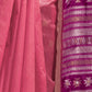 Rajwada Light Pink Silk Blend Woven Saree With Unstitched Blouse For Women