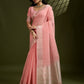 Rajwada Peach Silk Blend Woven Checked Saree For Women