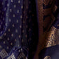 Rajwada Navy Blue Satin Woven Saree With Unstitched Blouse For Women