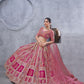 Rajwada Pink Organza Embellished Semi-Stitched Lehenga With Unstitched Blouse For Women