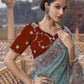 Rajwada Dusty Teal Georgette Embellished Elegant Saree For Women