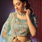Rajwada Blue Organza Embroidered Semi-Stitched Lehenga For Women