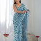Rajwada Sky Blue Georgette Printed Saree For Women