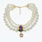 Rajwada White Alloy Pearl & Rhinestone Embellished Neckpiece For Women