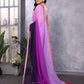 Rajwada Purple And Blue Georgette Lace Work Saree With Unstitched Blouse For Women