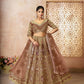 Rajwada Brown Banarasi Silk Embroidered Semi-Stitched Lehenga For Women
