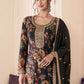 Rajwada Black Chiffon Printed And Embroidered Semi Stitched Kurta Set For Women