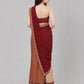Brown And Peach Silk Blend Embellished Saree