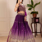 Rajwada Purple Ombre Silk Blend Embroidered Semi-Stitched lehenga For Women