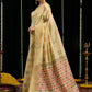 Rajwada Beige Cotton Blend Solid Saree For Women