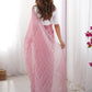 Rajwada Pink Chiffon Embellished Solid Saree For Women