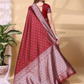 Rajwada Maroon Silk Blend Woven Saree For Women
